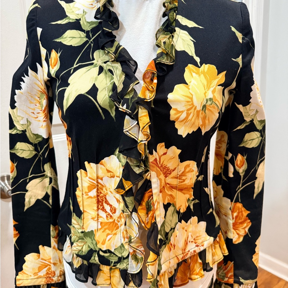 St John Sport Floral Ruffled Blazer
